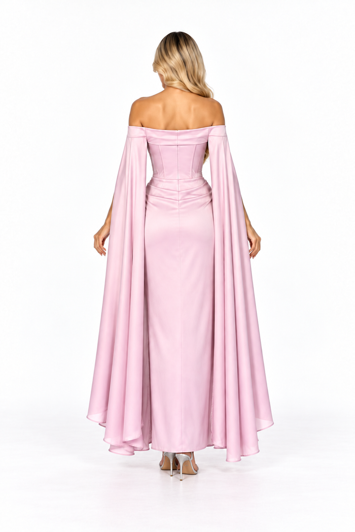 Off-Shoulder Cape Draped - Blush