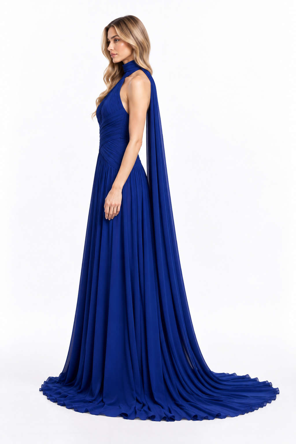 Pleated Halter Gown - ARABELLA