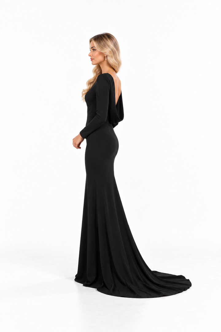 Black Structured Shoulder Mermaid Maxi Dress - Seraphine