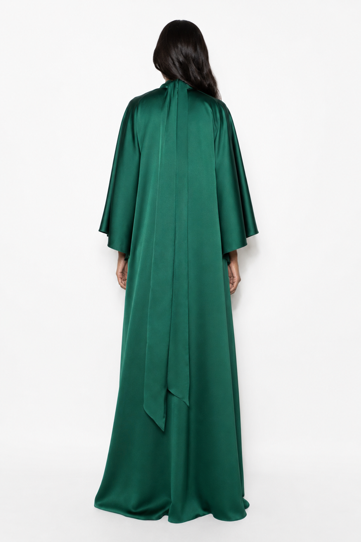 High Neck Cape Maxi Dress – EMERALDA