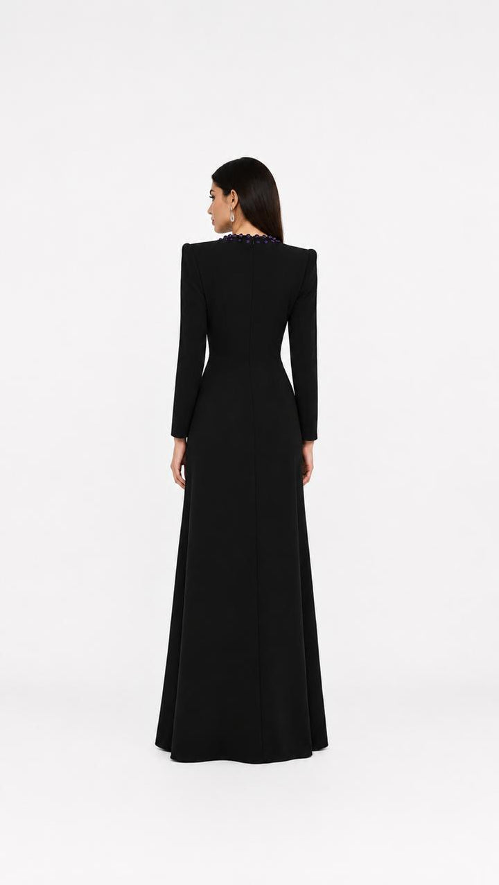 Black Embellished Twist Maxi Dress – NOCTELLE