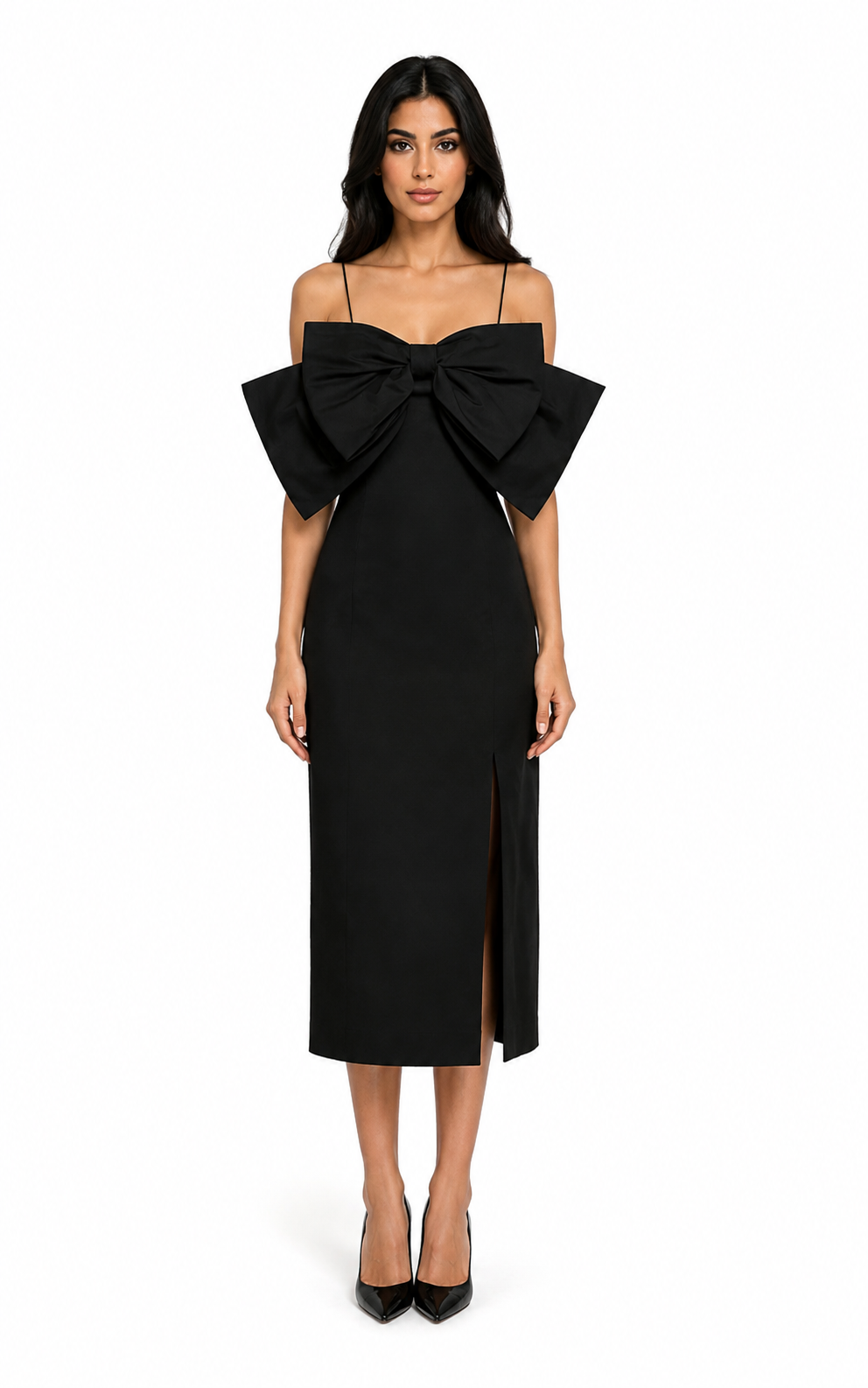 Black Bow Detail Midi Dress – Bowelle