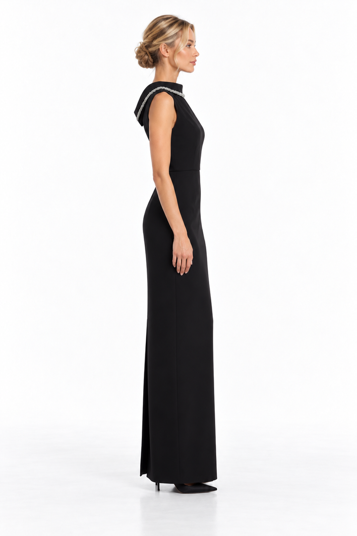 Embellished Boat Neck Sleeveless Column Maxi Dress – Mirelle