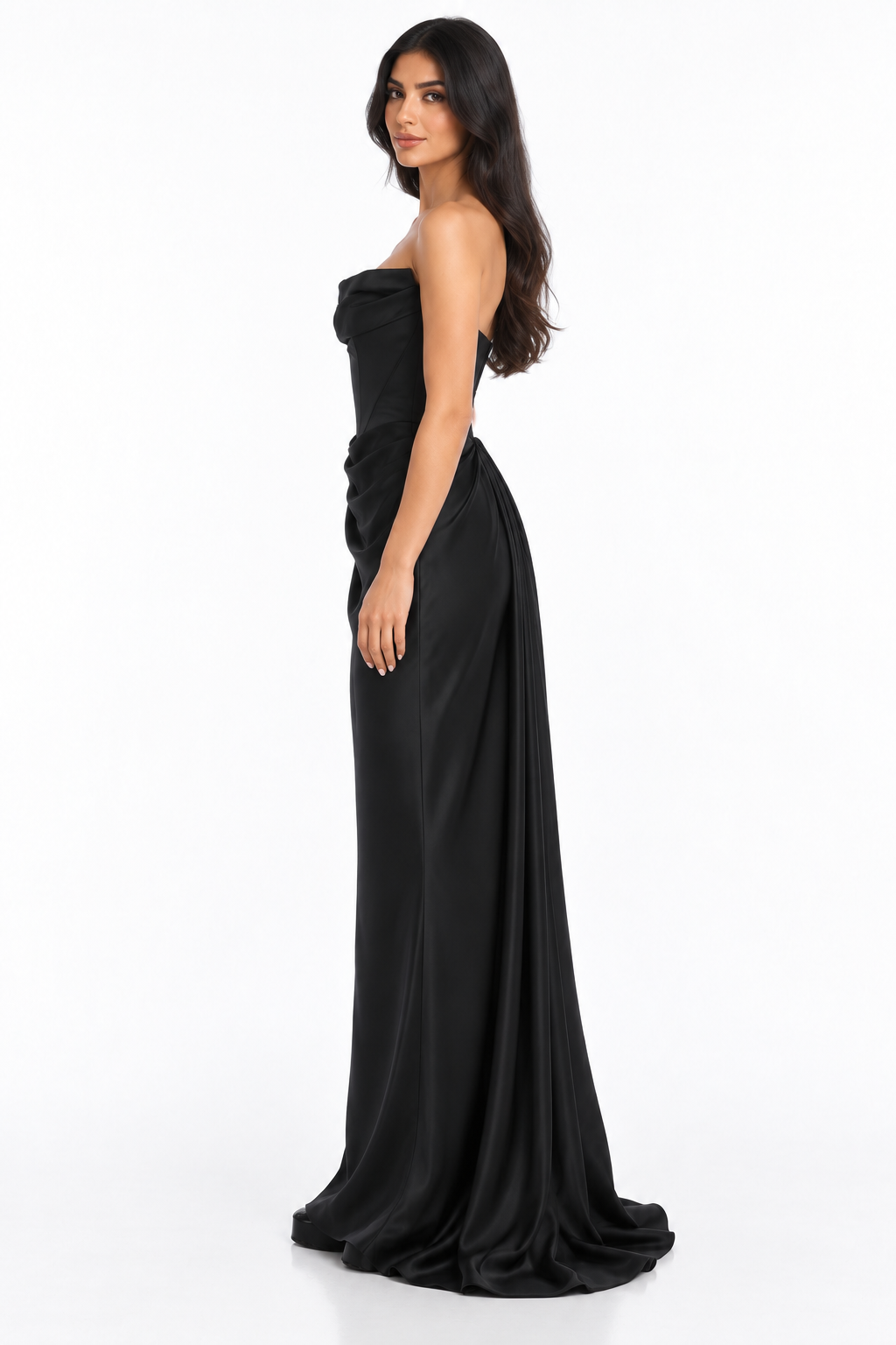 Satin Draped Gown - Solenne