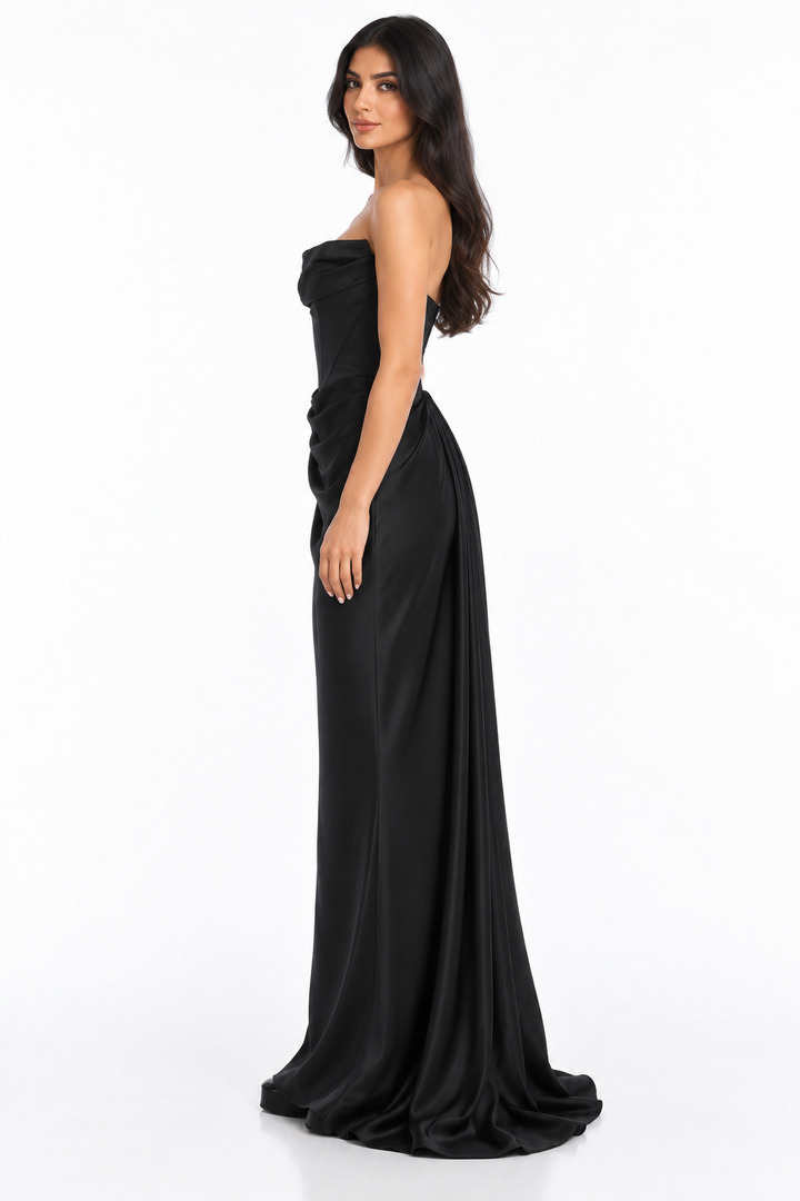 Satin Draped Gown - Solenne