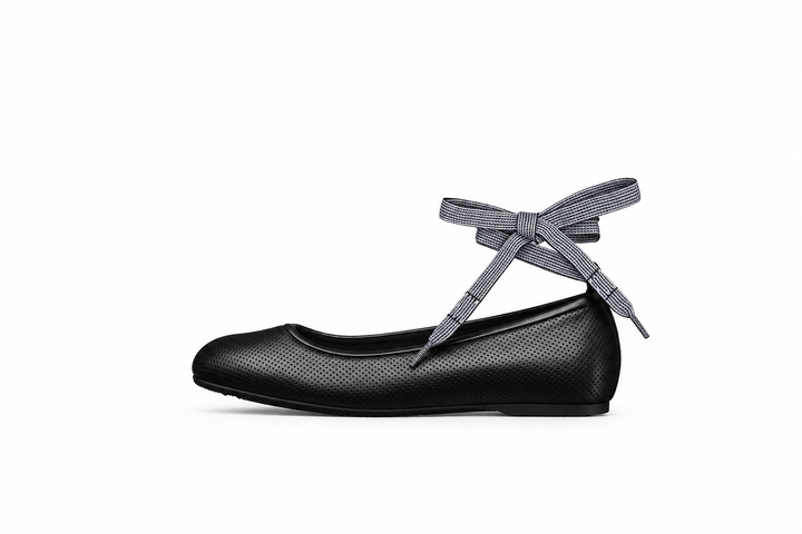 Perforated Lace-Up Ballet Flats - Arlisse