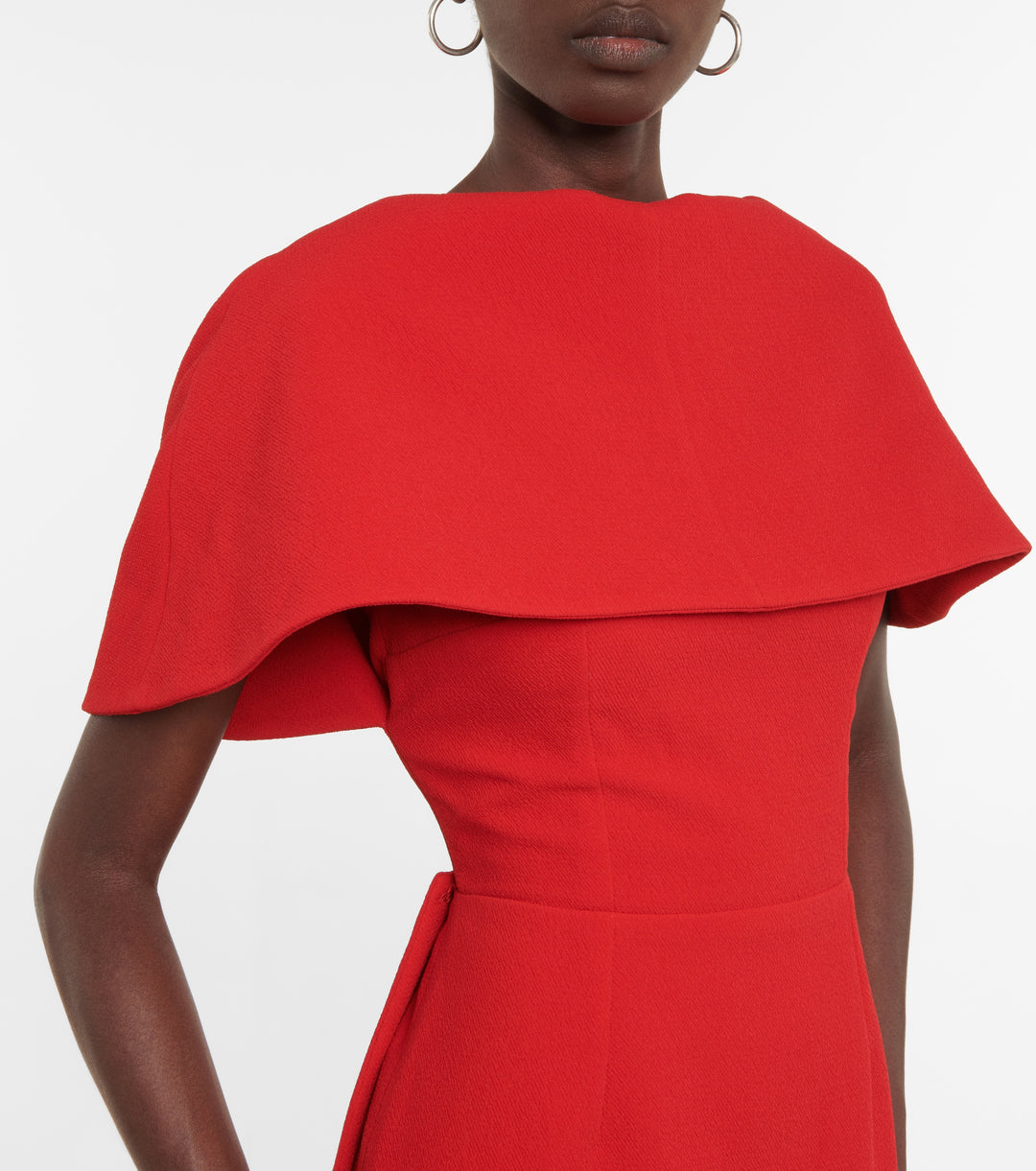 cape-shoulder gown with back slit – OCEANE