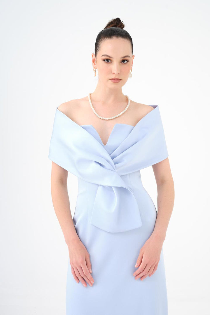 off-shoulder column dress with sculpted fold bodice – AURÉLIA