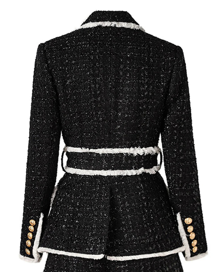 Geplooide top met uitlopende mouwen en maxi-rok set met tailleband – Rosiny 