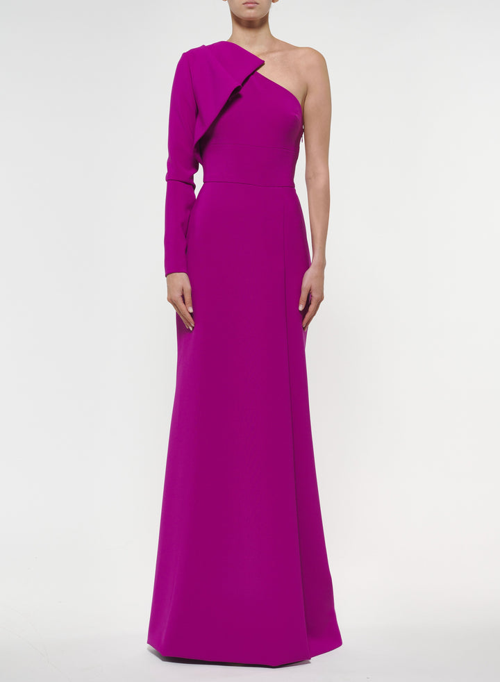 one-shoulder gown with sculpted ruffle – SILIIE