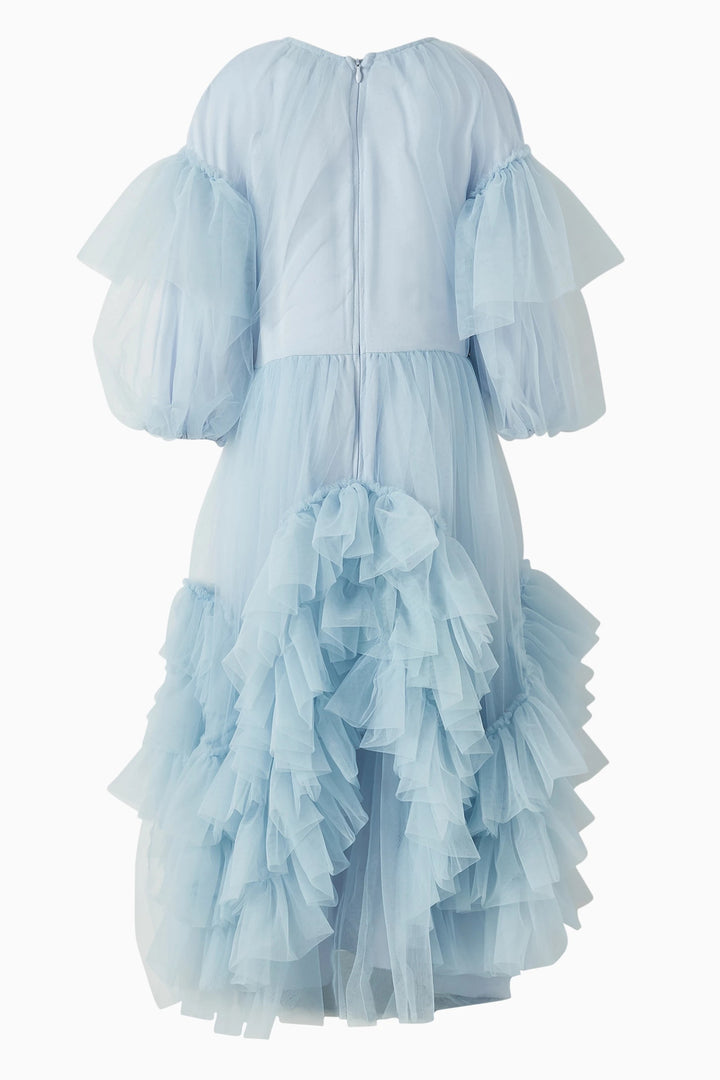 Tiered Tulle Dress with Puff Sleeves – CLOUD