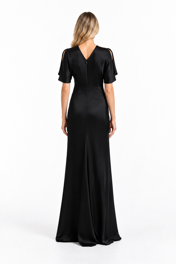 Ruched Short-Sleeve Gown - ELIANA