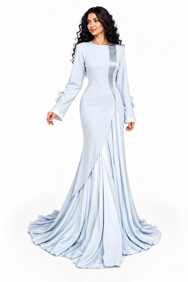 Draped Panel Gown - Silver