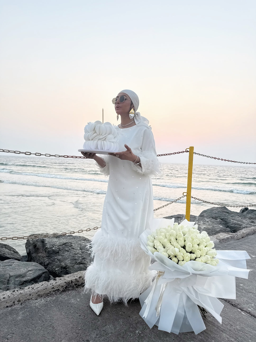 Ostrich feathered loose dress