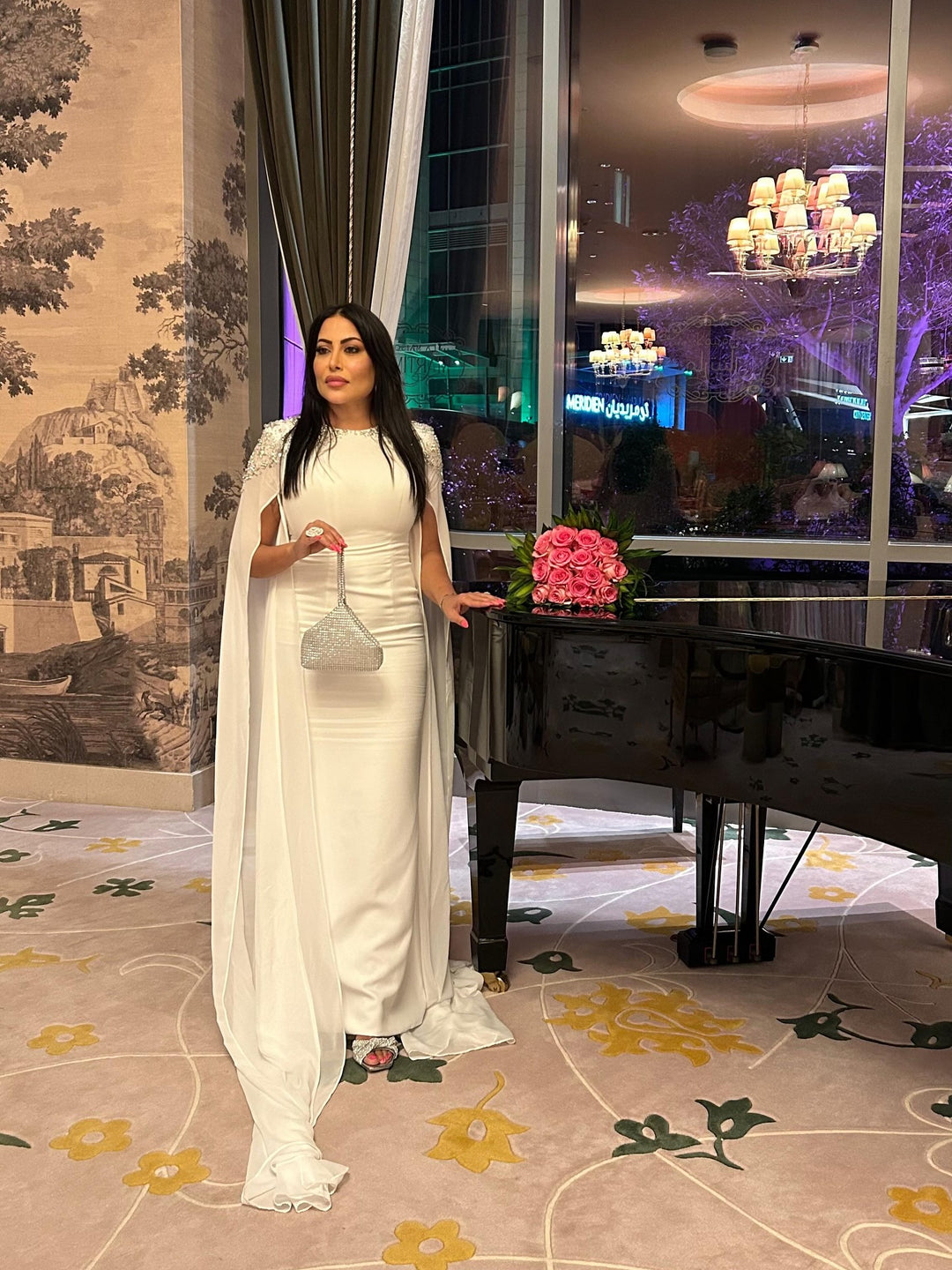 Beaded shoulders black dress with cape sleeves - Zoella