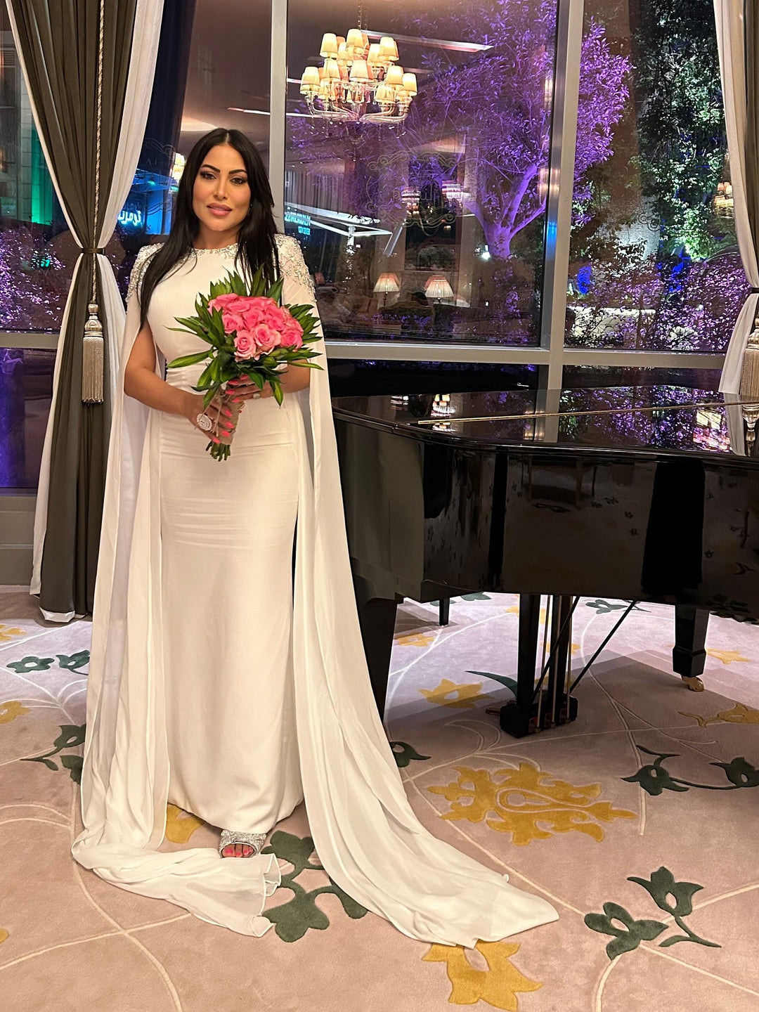 Beaded shoulders black dress with cape sleeves - Zoella