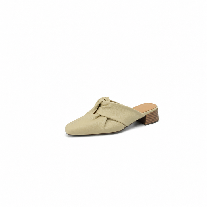 knotted faux leather mules with stacked block heels – AVIA