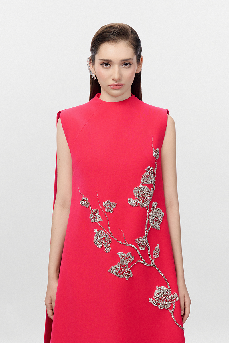 sleeveless A-line gown with crystal floral embellishment – ARIA