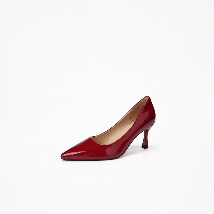 pointed-toe patent leather pumps with mid heel - LINABU