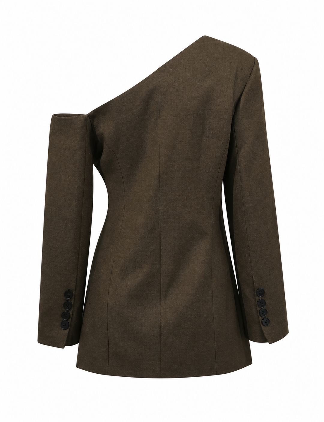 Asymmetric Off-Shoulder Blazer – Mocha