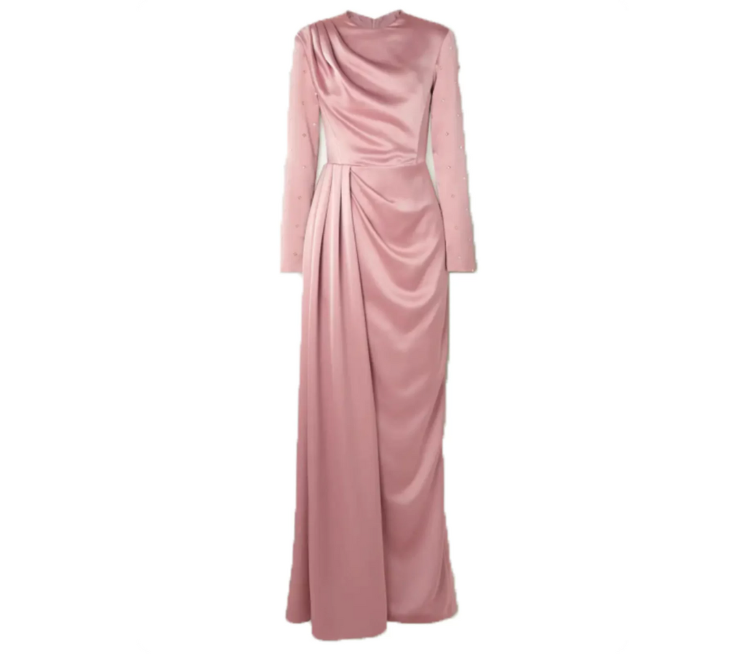Draped Satin Maxi Dress – Blush