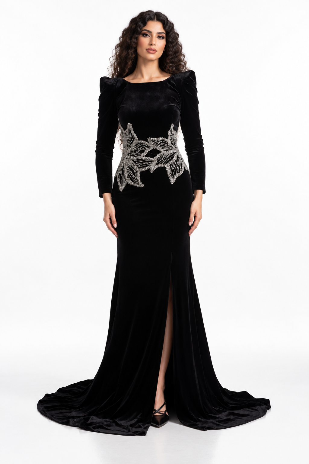 Crystal Leaf Waist Velvet - Imperial