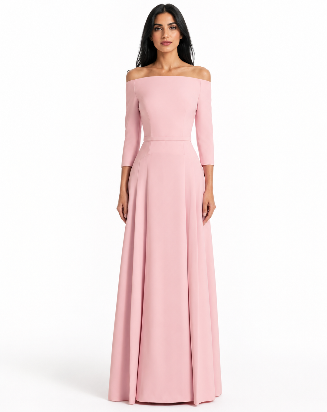 Blush Off-Shoulder A-Line Evening Gown - Grace