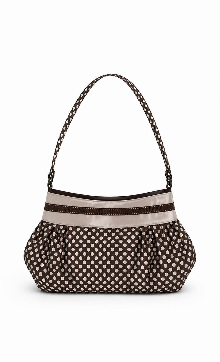 Polka Dot Slouch Shoulder Bag - Mocha