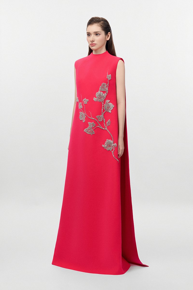 sleeveless A-line gown with crystal floral embellishment – ARIA