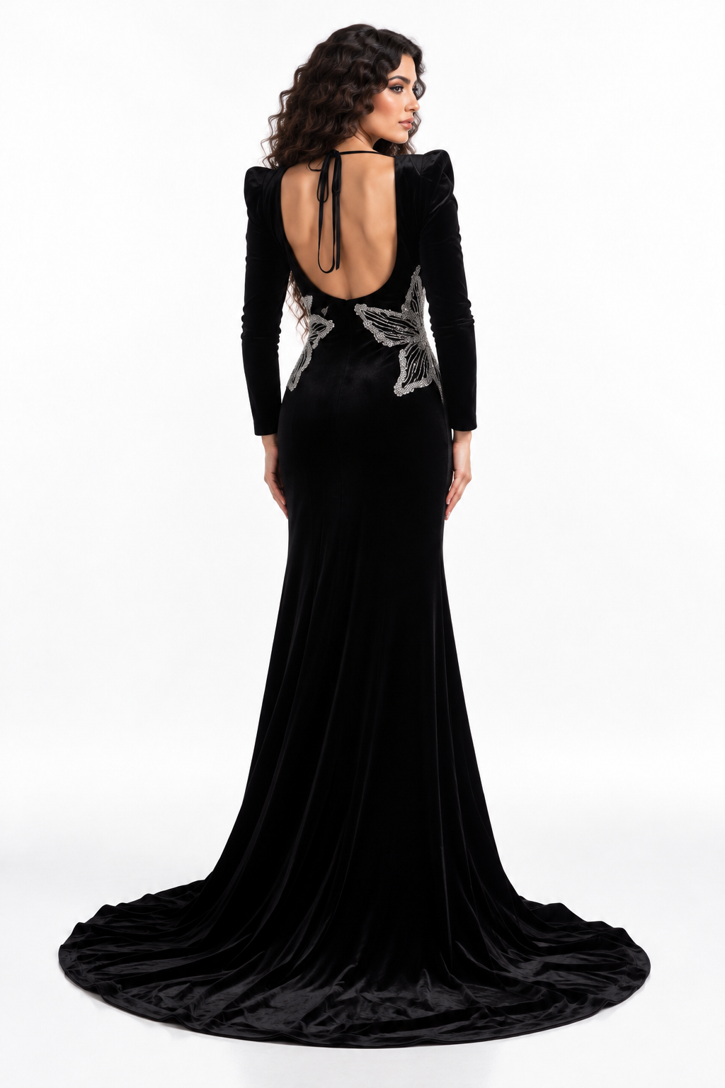 Crystal Leaf Waist Velvet - Imperial