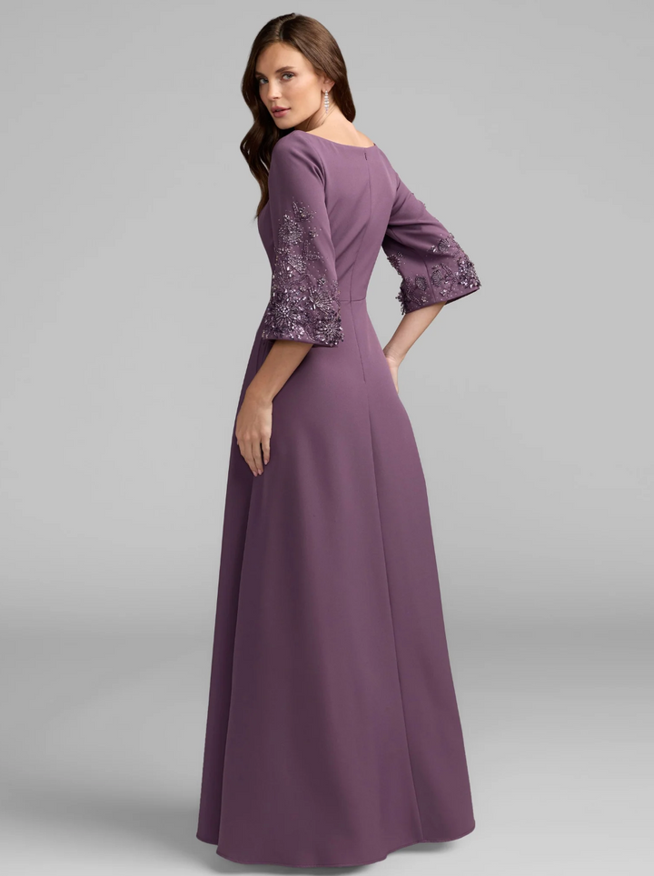 Embellished Sleeve Maxi Gown - Mauve