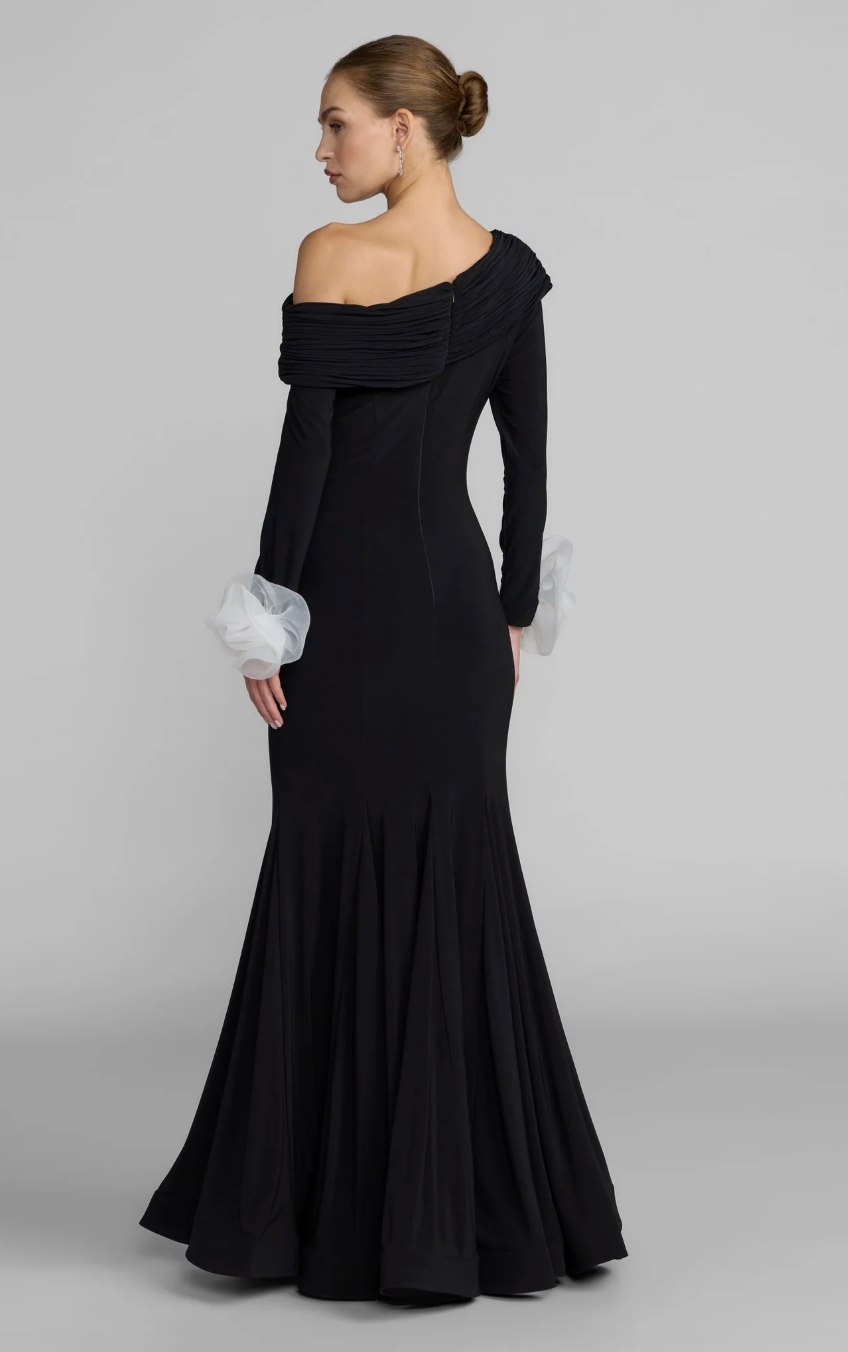 Off-Shoulder Floral Cuff Gown - Elara