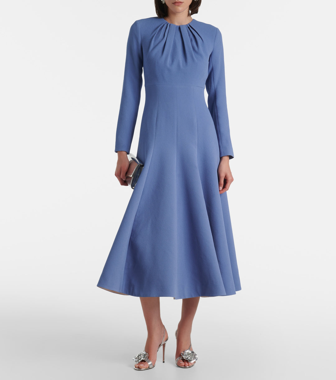 long-sleeve gathered midi dress – CELINA
