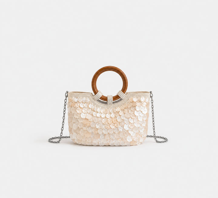 Pearl Disc Top Handle Bag - Ivory