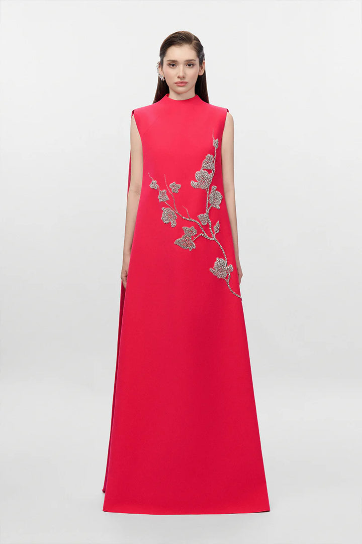 sleeveless A-line gown with crystal floral embellishment – ARIA