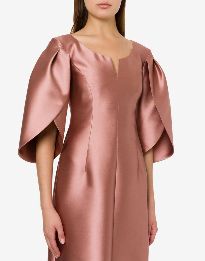 cape-sleeve satin column gown – ROSALINE