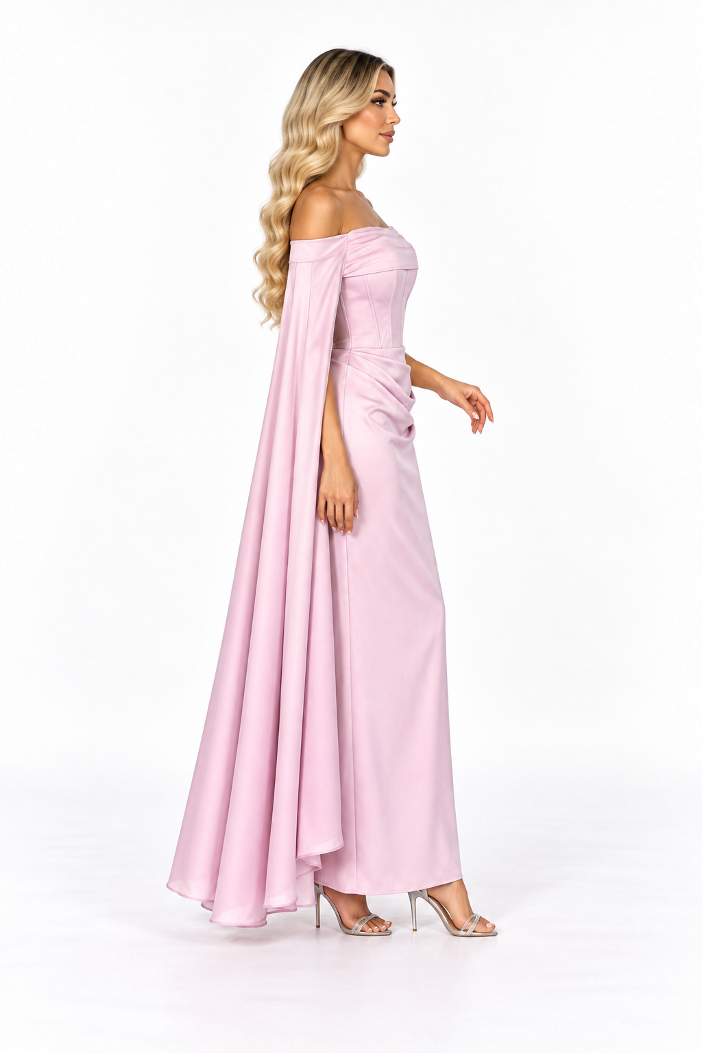 Off-Shoulder Cape Draped - Blush