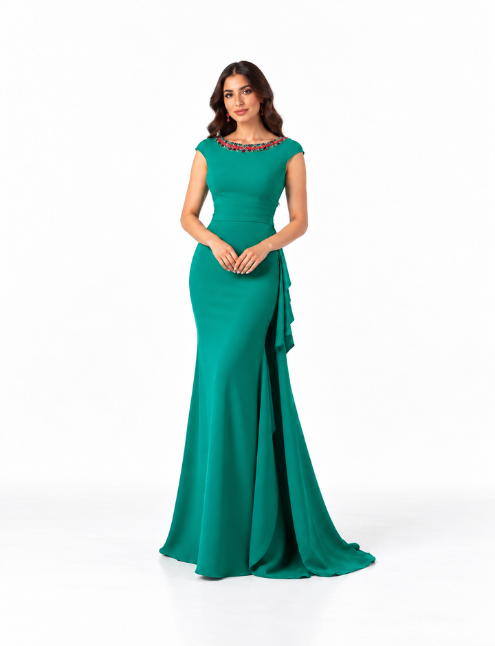 Embellished Boat Neck Draped - Allure