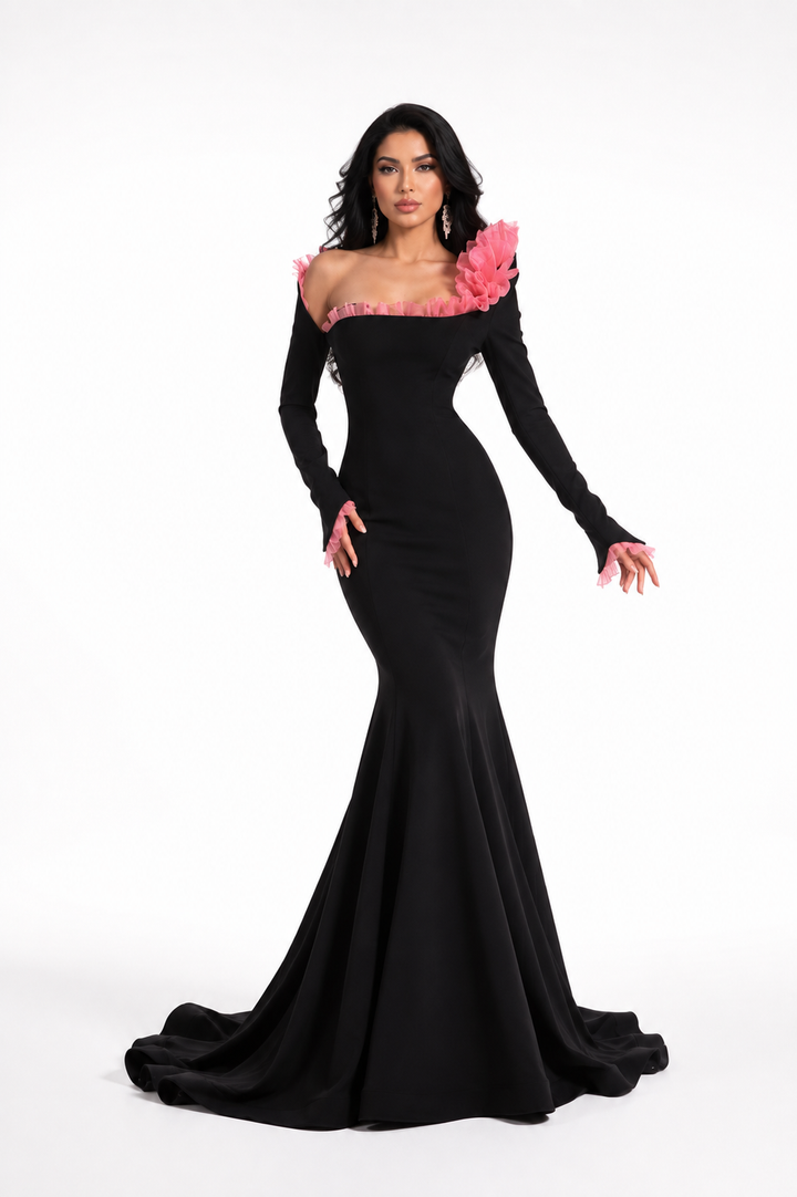 Black Floral Mermaid Maxi Dress – ROSABELLE