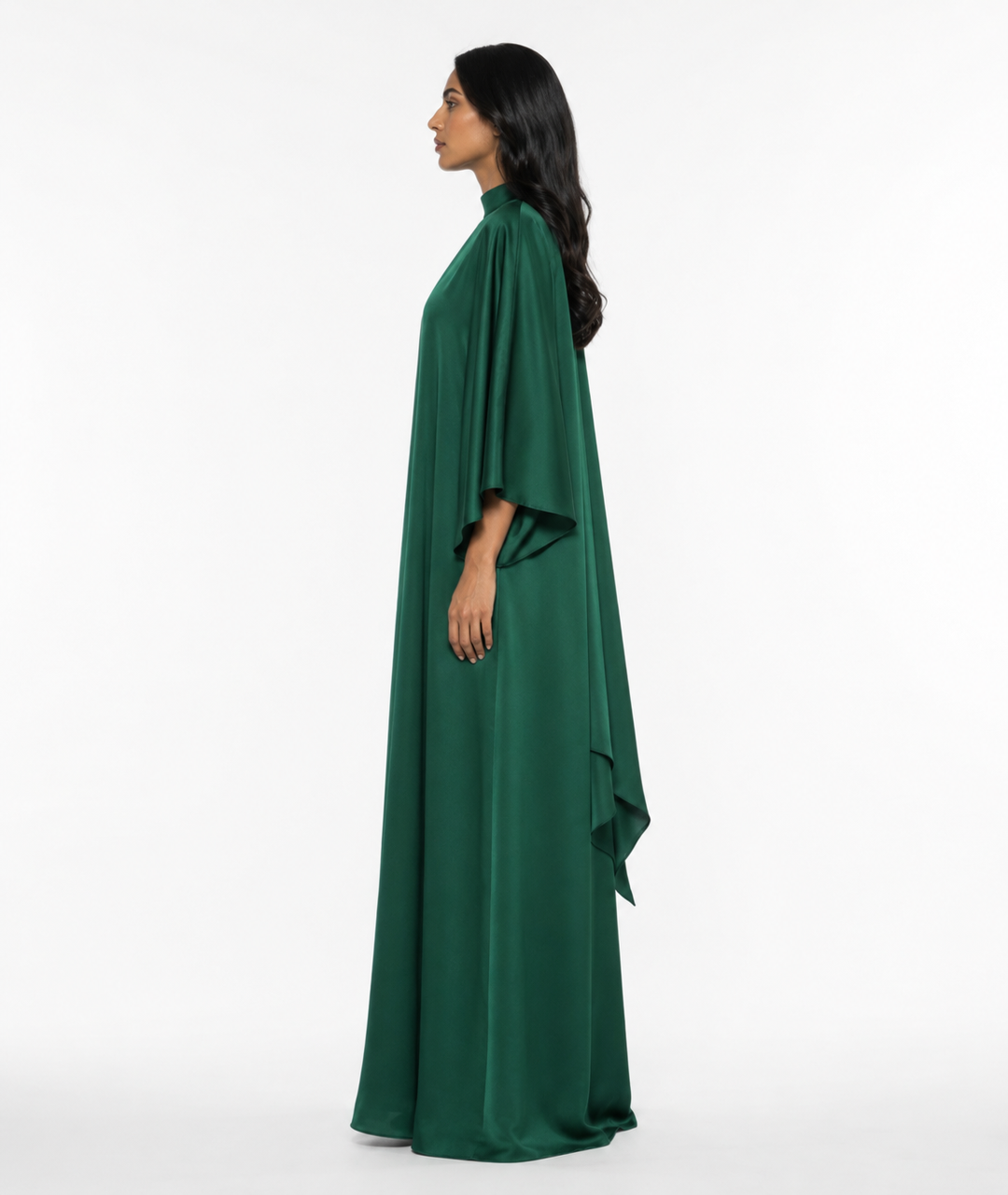 High Neck Cape Maxi Dress – EMERALDA
