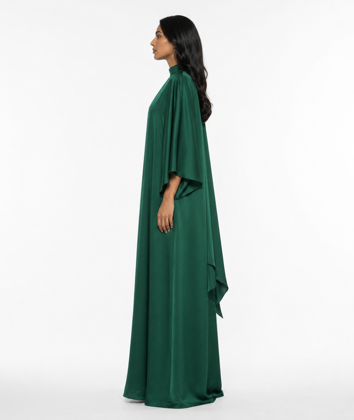 High Neck Cape Maxi Dress – EMERALDA