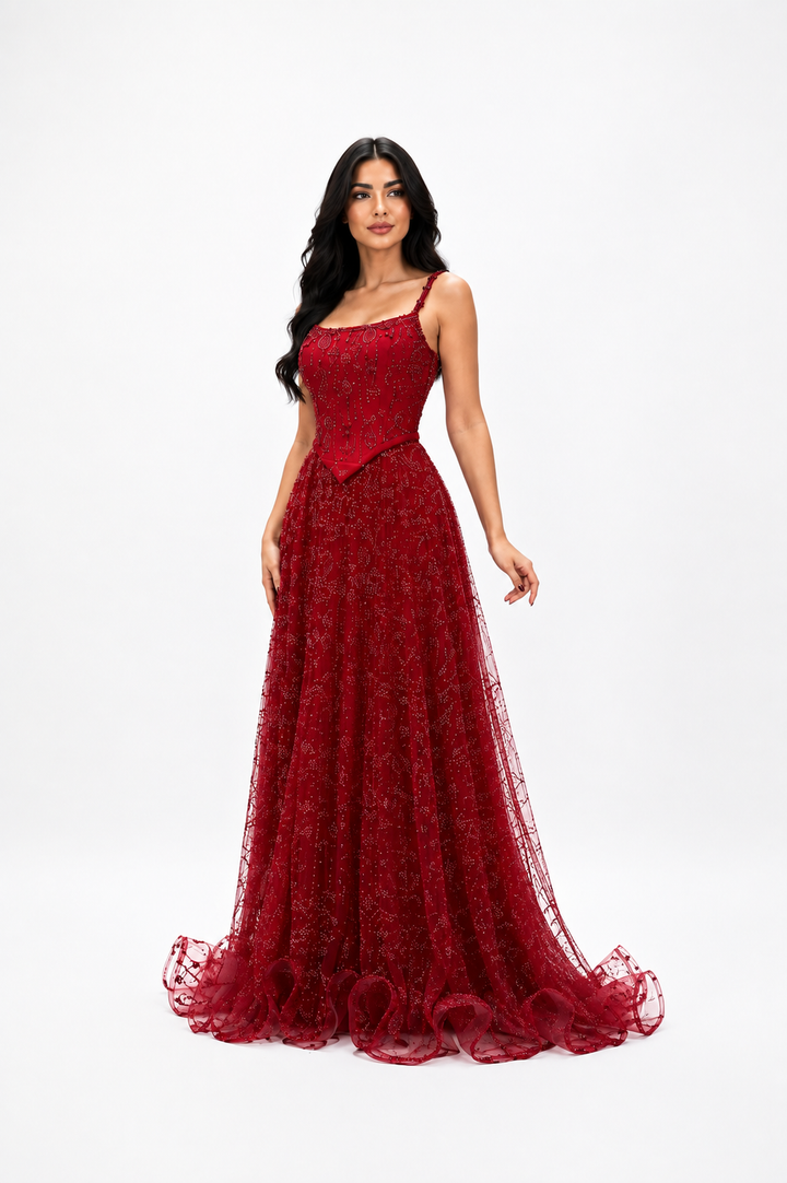 Glitter Corset A-Line Maxi Dress – RUBINA
