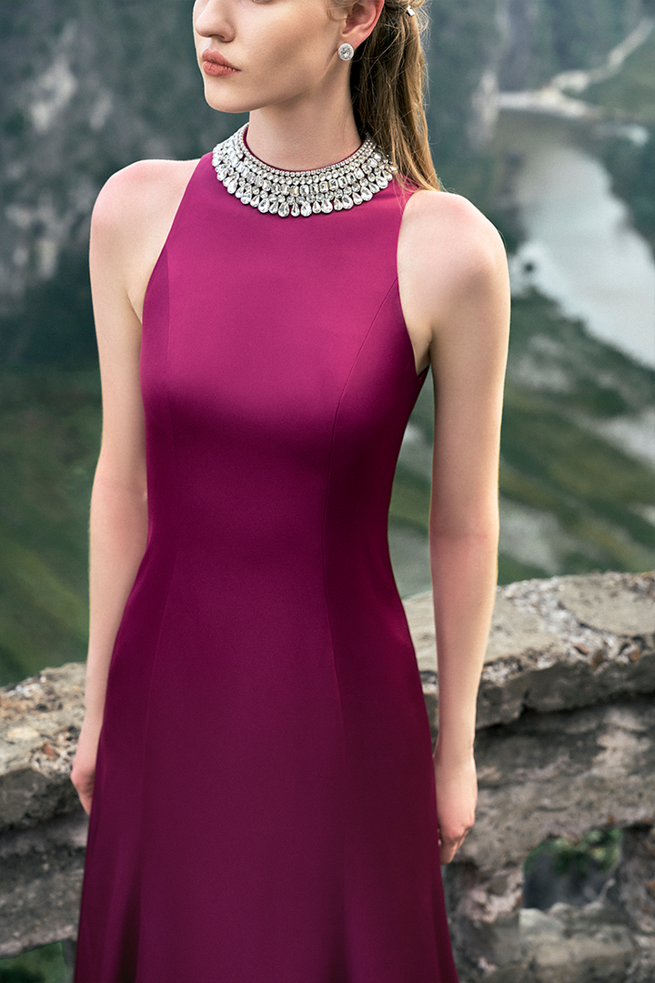 halter A-line gown with embellished collar – MAGENTAE