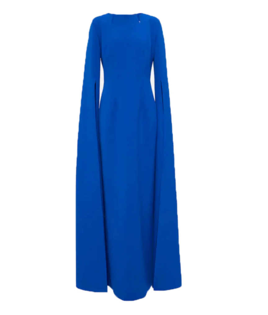Royal Blue Cape Sleeve Evening Gown – MAJESTY