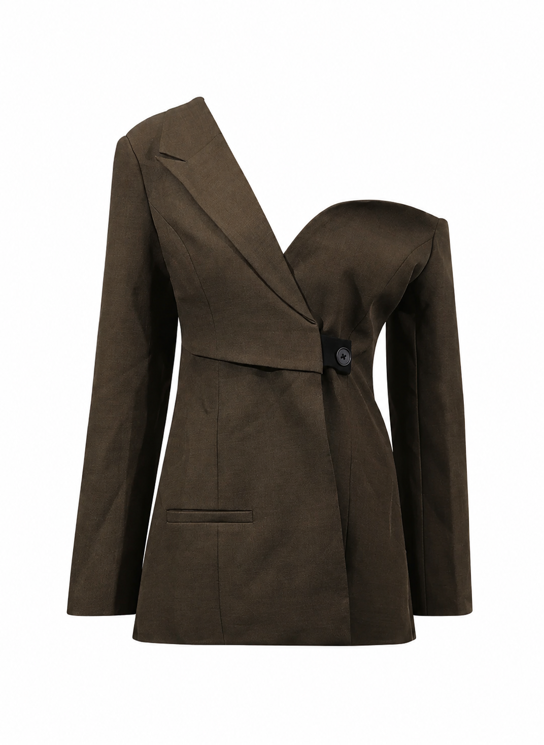 Asymmetric Off-Shoulder Blazer – Mocha
