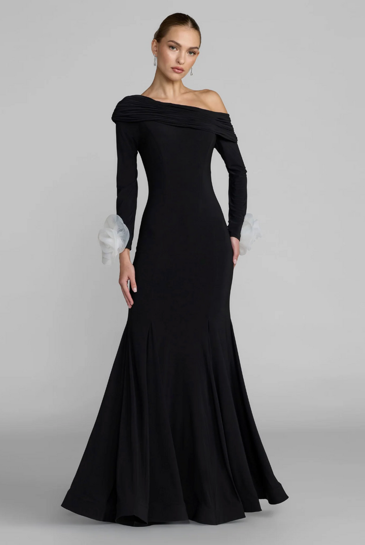 Off-Shoulder Floral Cuff Gown - Elara