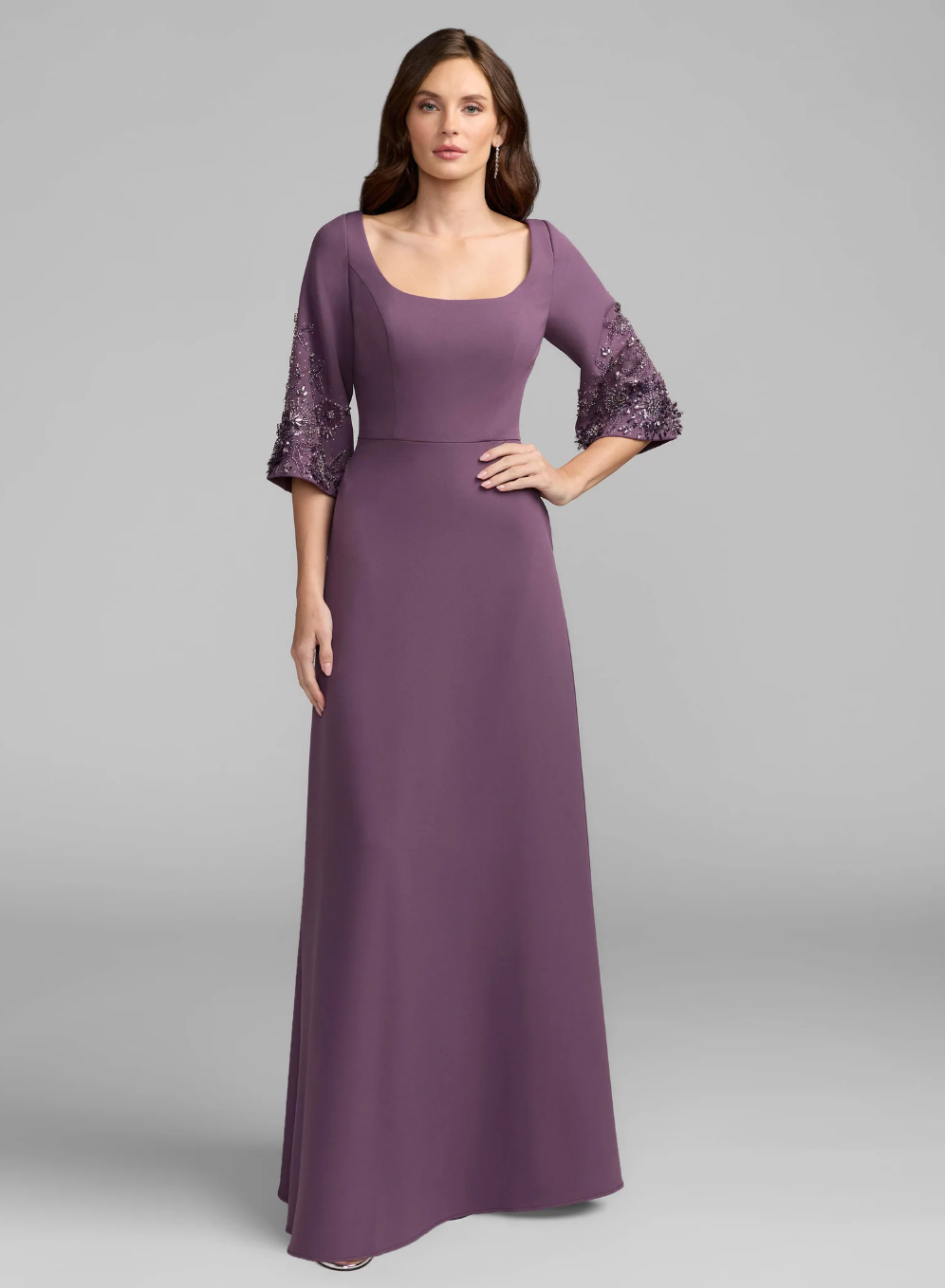 Embellished Sleeve Maxi Gown - Mauve
