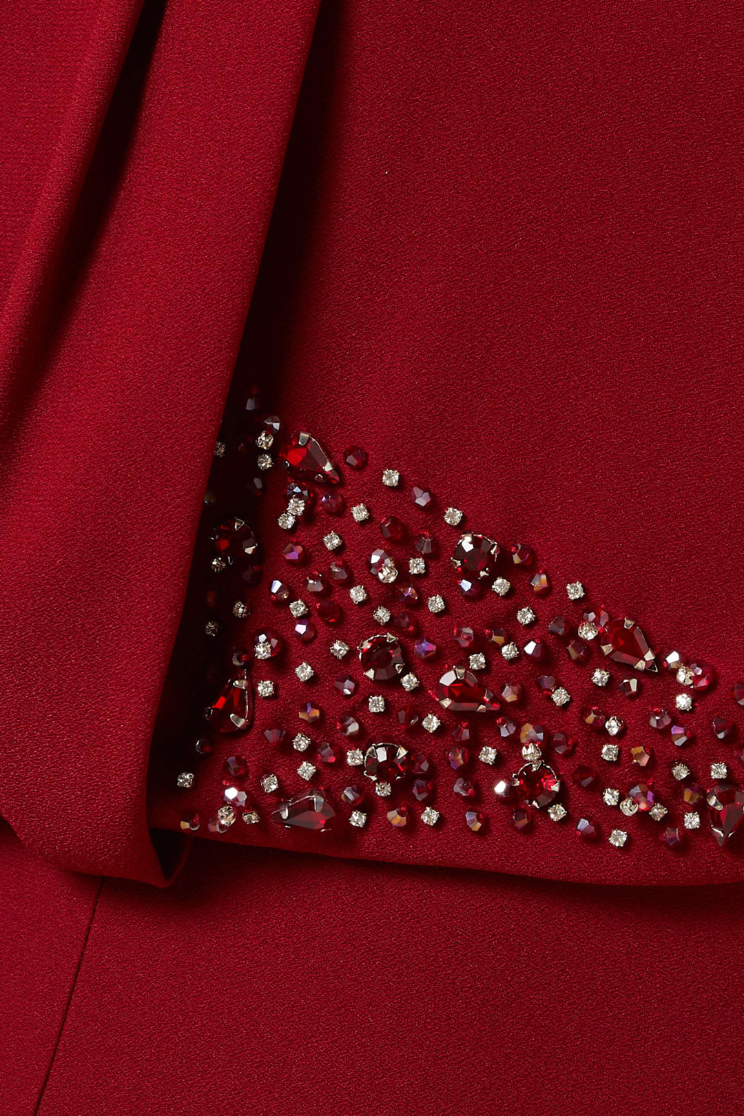 Draped long-sleeve gown with embellished waist – RUBINA