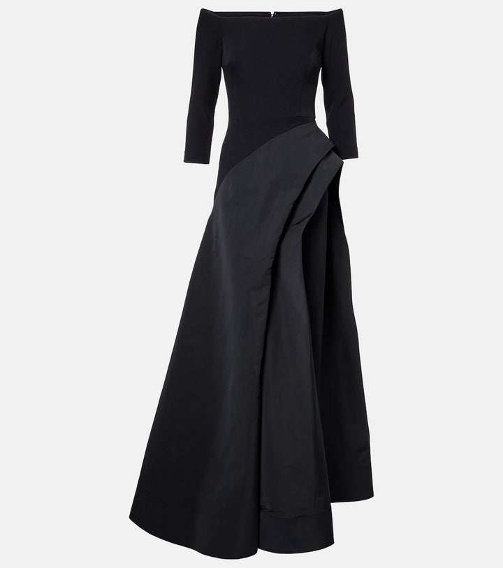 Off-shoulder gown with asymmetric draped overskirt – SERENA