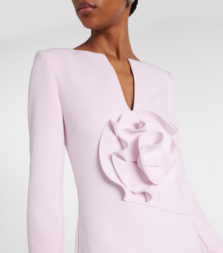 Long-sleeve column gown with sculpted floral waist detail – ROSA